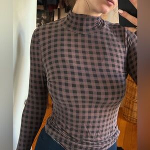 Plaid Turtleneck Long Sleeve Top cos